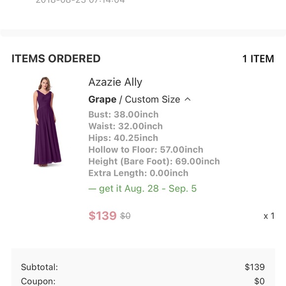 Azazie bridesmaid dress - Grape - Ally style - size 12 - Picture 4 of 4